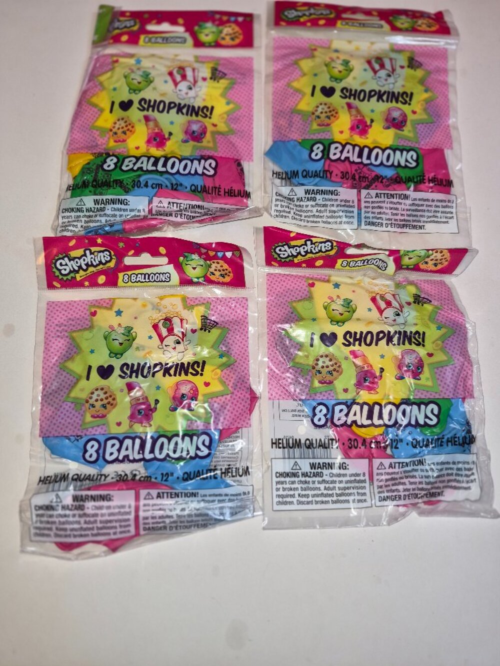 Shopkins 8 Balloons Party Supplies Lot of 4 Packs New Sealed = 32 balloons